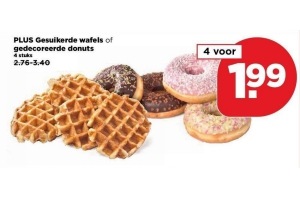 plus gesuikerde wafels of gedecoreerde donuts