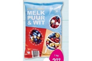 chocolade eitjes mix van melk puur en wit