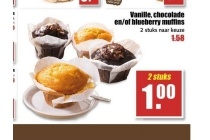 vanille chocolade en of blueberry muffins