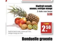 kiwifruit verpakt ananas of eetrijpe mango