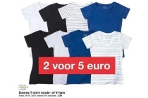 dames t shirt ronde of v hals