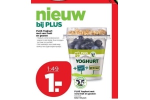 plus yoghurt met vers fruit en granen