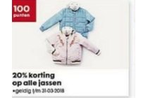 20 korting op alle jassen