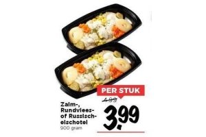zalm rundvlees of russisch ei salade