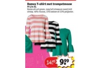 dames t shirt met trompetmouw