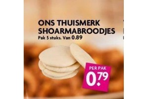 ons thuismerk shoarmabroodjes