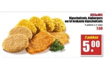 kipschnitzels kipburgers en of krokante kipschnitzels