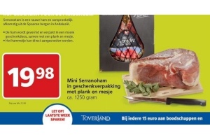 mini serranoham in geschenkverpakking met plank en mesje