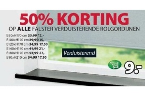 50 korting op alle falster verduisterende rolgordijnen