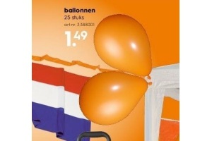 ballonnen nu per 25 stuks voor eur1 49