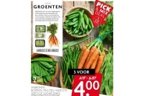snijbonen bospeen peultjes haricots verts of sugar snaps