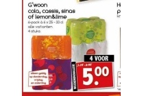 g woon cola cassis sinas of lemon en lime