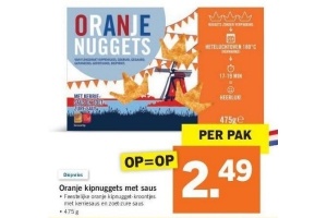 oranje kipnuggets met saus