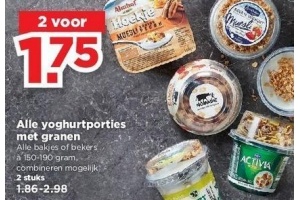 alle yoghurtporties met granen