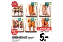 duitse barbecueworsten alkmaarse kaasworsten shaslicks gehaktballetjesspiesen kip of varkenssate