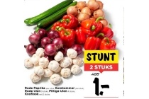 rode paprika komkommer rode uien pittige uien knoflook