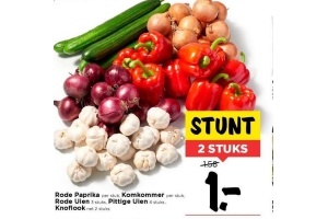 rode paprika komkommer rode uien pittige uien knoflook