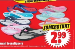 hawaii teenslippers nu eur2 99 per stuk