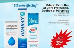 odorex extra dry of ultra protection odaban of perspirex 25 korting