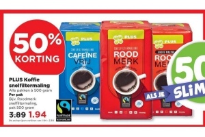plus koffie snelfiltermaling