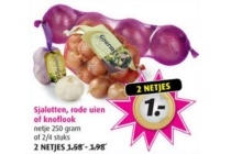 sjalotten rode uien of knoflook