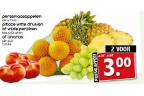 perssinaasappelen pitloze witte druiven wilde perziken of ananas