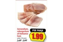 serranoham coburgerham of italiaanse ham