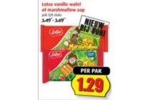 lotus vanille wafel of marshmallow aap