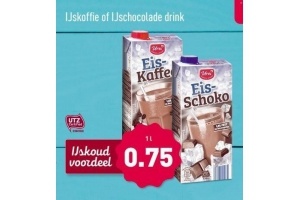 ijskoffie of ijschocolade drink nu eur0 75 per stuk