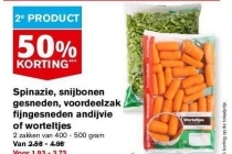 spinazie snijbonen gesneden voordeelzak fijngesneden andijvie of worteltjes