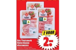 ons thuismerk flinterdunne vleeswaren