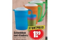 schenkkan met 4 bekers