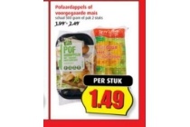 pofaardappels of voorgegaarde mais
