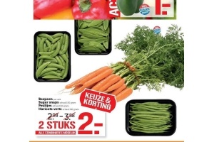 bospeen sugar snaps peultjes of haricots verts