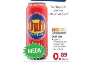 duff bier nu eur0 89 per blik