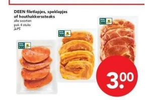 deen filetlapjes speklapjes of houthakkerssteaks