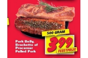 pork belly brochetto of procureur pulled pork