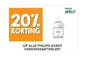 20 korting op alle philips avent voedingsartikelen