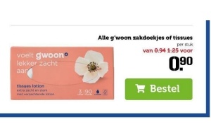 alle g woon zakdoekjes of tissues