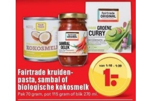 fairtrade kruidenpasta sambal of biologische kokosmelk