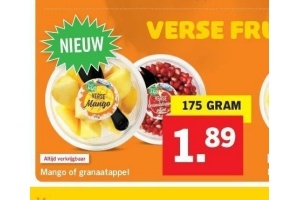 verse stukjes mango of granaatappel