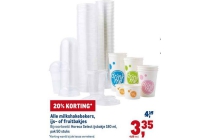 alle milkshakebekers ijs of fruitbakjes