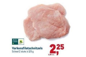 varkensfiletschnitzels nu eur2 25 per schaal