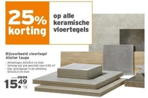 25 korting op alle keramische vloertegels