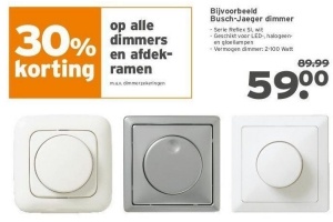30 korting op alle dimmers en afdekramen