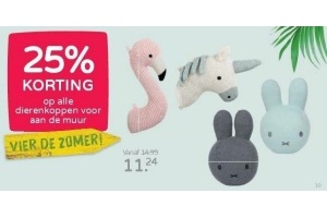 dierenkoppen aan de muur