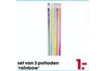 set van 5 potloden rainbow