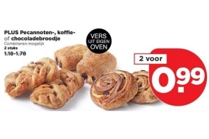 plus pecannoten koffie of chocoladebroodje