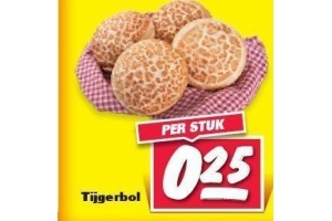 tijgerbol nu eur0 25 per stuk