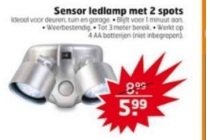 sensor ledlamp met 2 spots